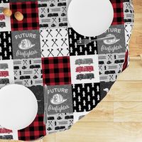 firefighter wholecloth - patchwork - red and black future firefighter