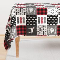 firefighter wholecloth - patchwork - red and black future firefighter