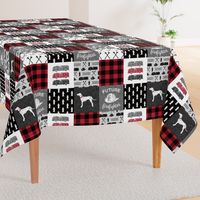 firefighter wholecloth - patchwork - red and black future firefighter