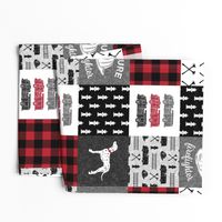 firefighter wholecloth - patchwork - red and black future firefighter