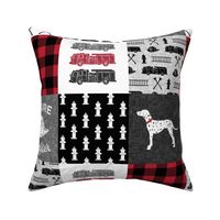 firefighter wholecloth - patchwork - red and black future firefighter