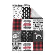 firefighter wholecloth - patchwork - red and black future firefighter