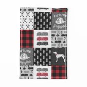 firefighter wholecloth - patchwork - red and black future firefighter