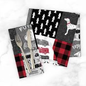 firefighter wholecloth - patchwork - red and black future firefighter