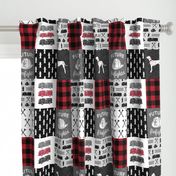 firefighter wholecloth - patchwork - red and black future firefighter