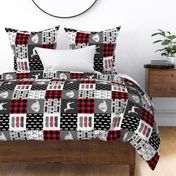 firefighter wholecloth - patchwork - red and black  (90)