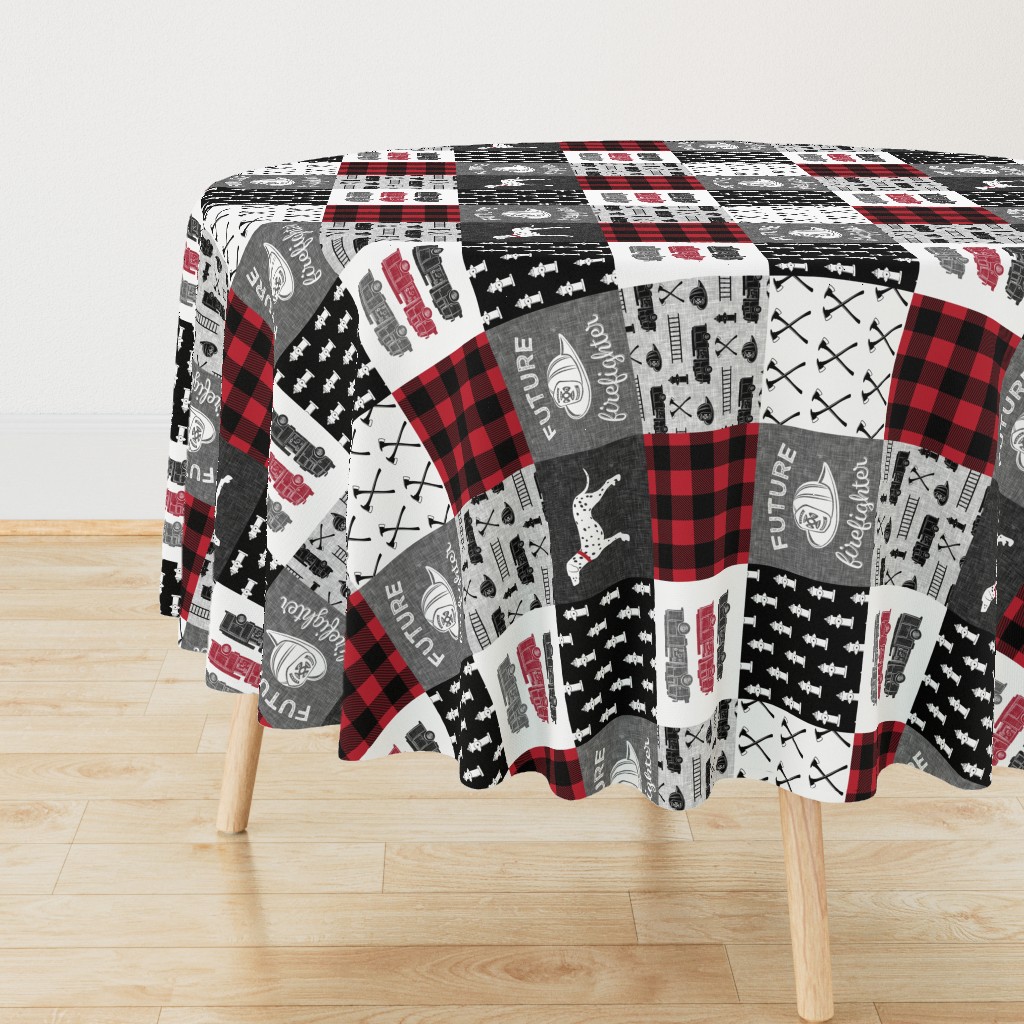 firefighter wholecloth - patchwork - red and black future firefighter  (90)