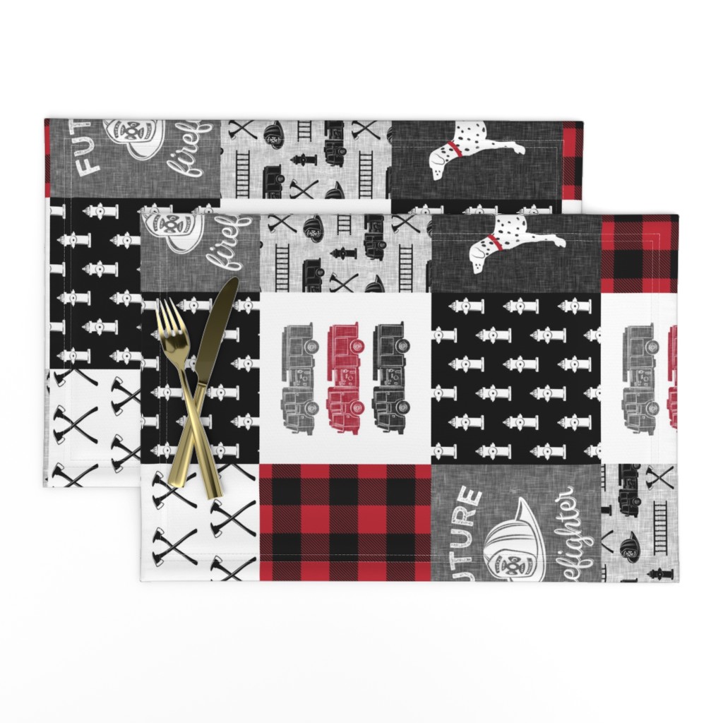 firefighter wholecloth - patchwork - red and black future firefighter  (90)