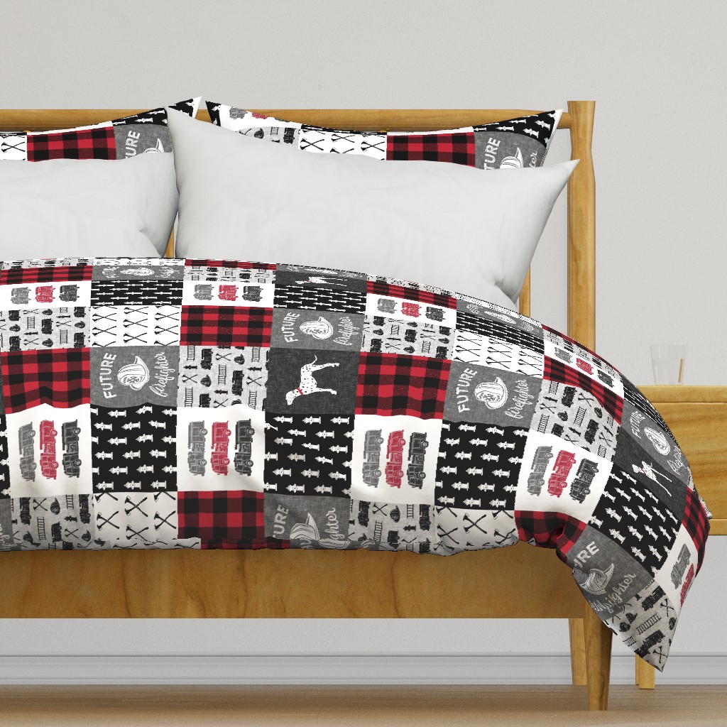 firefighter wholecloth - patchwork - red and black future firefighter  (90)