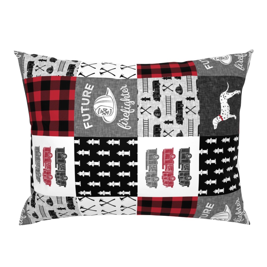 firefighter wholecloth - patchwork - red and black future firefighter  (90)