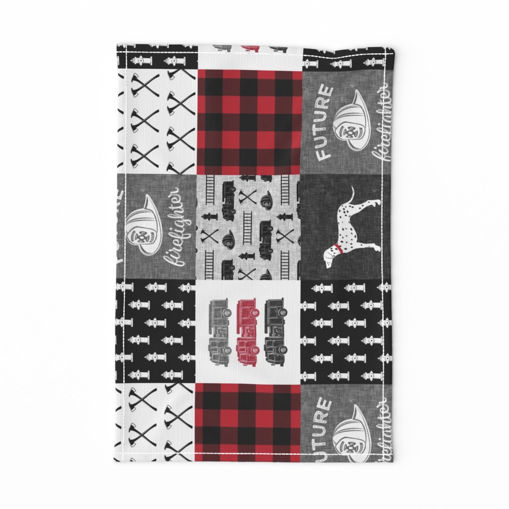 firefighter wholecloth - patchwork - red and black future firefighter  (90)