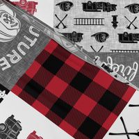 firefighter wholecloth - patchwork - red and black future firefighter  (90)