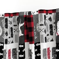 firefighter wholecloth - patchwork - red and black future firefighter  (90)