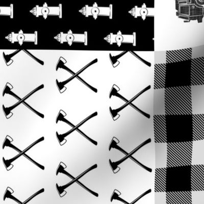 firefighter wholecloth - patchwork - monochrome  - future firefighter (90)