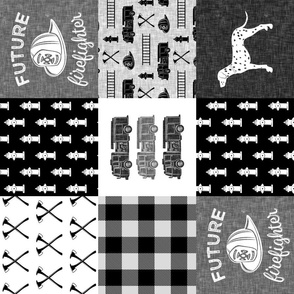 firefighter wholecloth - patchwork - monochrome  - future firefighter (90)