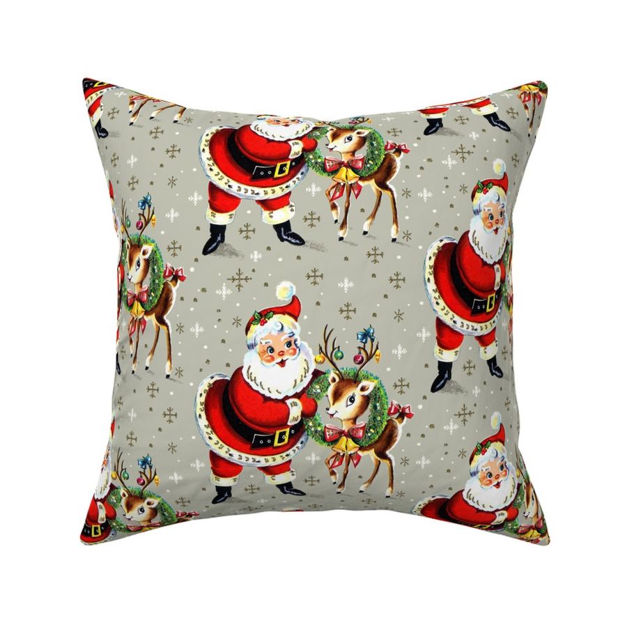 18x18 Multicolor Santa Unicorn Sleigh Meme Gifts Santa Sleigh Unicorn Reindeer Retro Vintage Christmas Eve Throw Pillow
