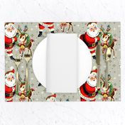 Merry Christmas xmas Santa Claus deer wreaths baubles bows bells ribbons snowflakes snow mistletoe vintage retro kitsch