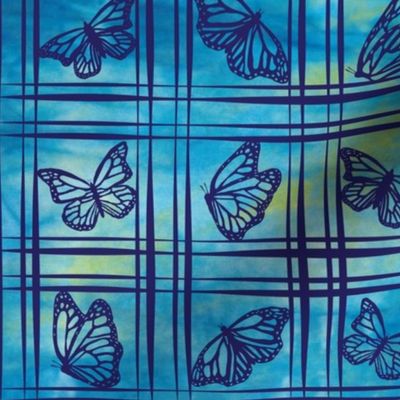 Plaid-Blue with Butterflies