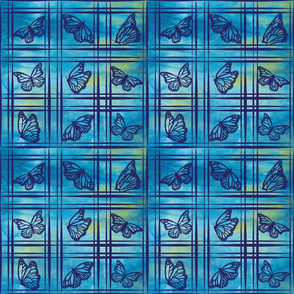 Plaid-Blue with Butterflies