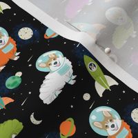 corgis in space fabric corgi cute dog design - black