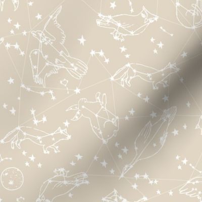 constellations fabric // beige constellations animals stars design 