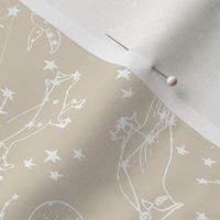 constellations fabric // beige constellations animals stars design 