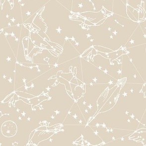 constellations fabric // beige constellations animals stars design 