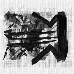tea towel wall hanging abstract black and white brushstrokes music