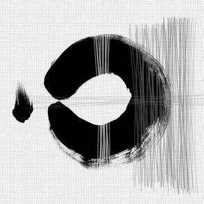 tea towel wall hanging abstract black and white brushstrokes large circle dot