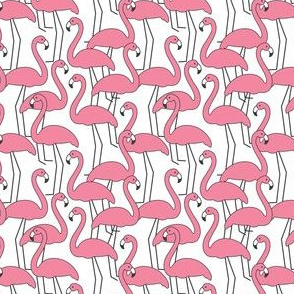 flock of tiny pink flamingos