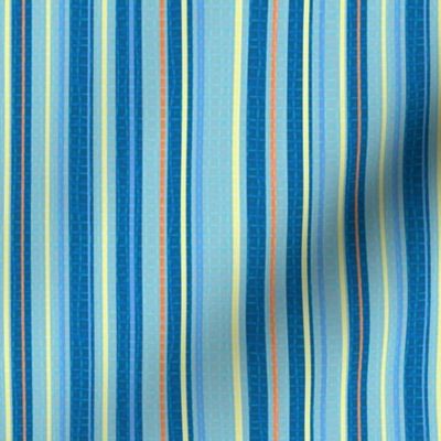 Textured Aqua Blue Orange Yellow Candy Stripe