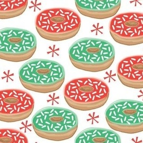 red and green christmas donuts