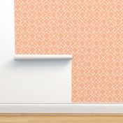 Bamboo Chinoiserie Lattice in Peach + White