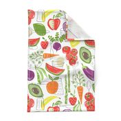 Farm Fresh Pattern Tea Towel - White