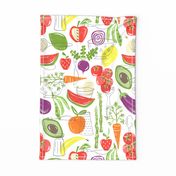 Farm Fresh Pattern Tea Towel - White