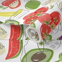 Farm Fresh Pattern Tea Towel - White