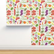 Farm Fresh Pattern Tea Towel - White