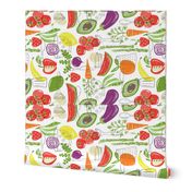 Farm Fresh Pattern Tea Towel - White