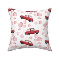 8" Red Vintage Car with Heart Balloons