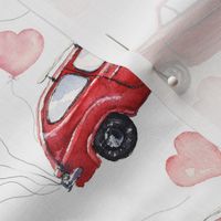 8" Red Vintage Car with Heart Balloons