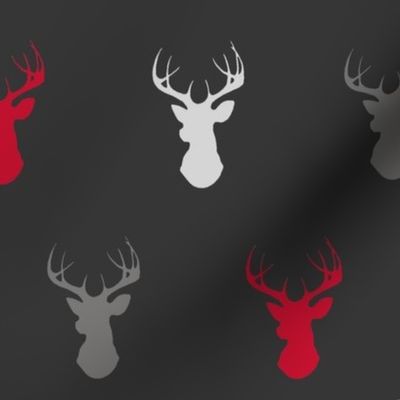 Deer- Bright Red, Grey, Black/Charcoal