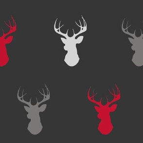 Deer- Bright Red, Grey, Black/Charcoal