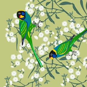 Ringneck parrots Tea towel