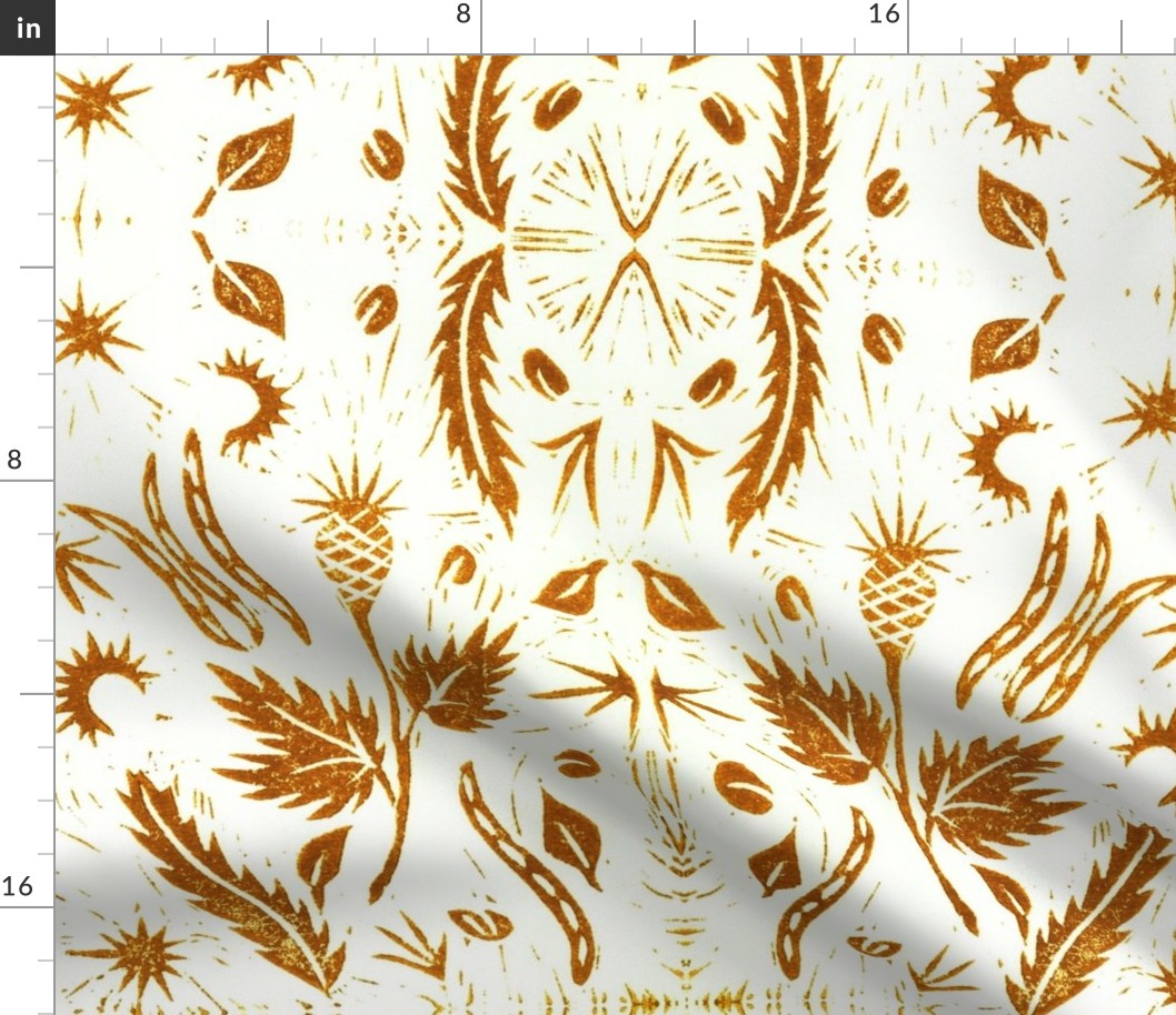 Fall Ocher Botanical Block Print