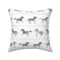 Horses fabric WHITE by Mount Vic and Me