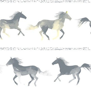 Horses fabric WHITE by Mount Vic and Me