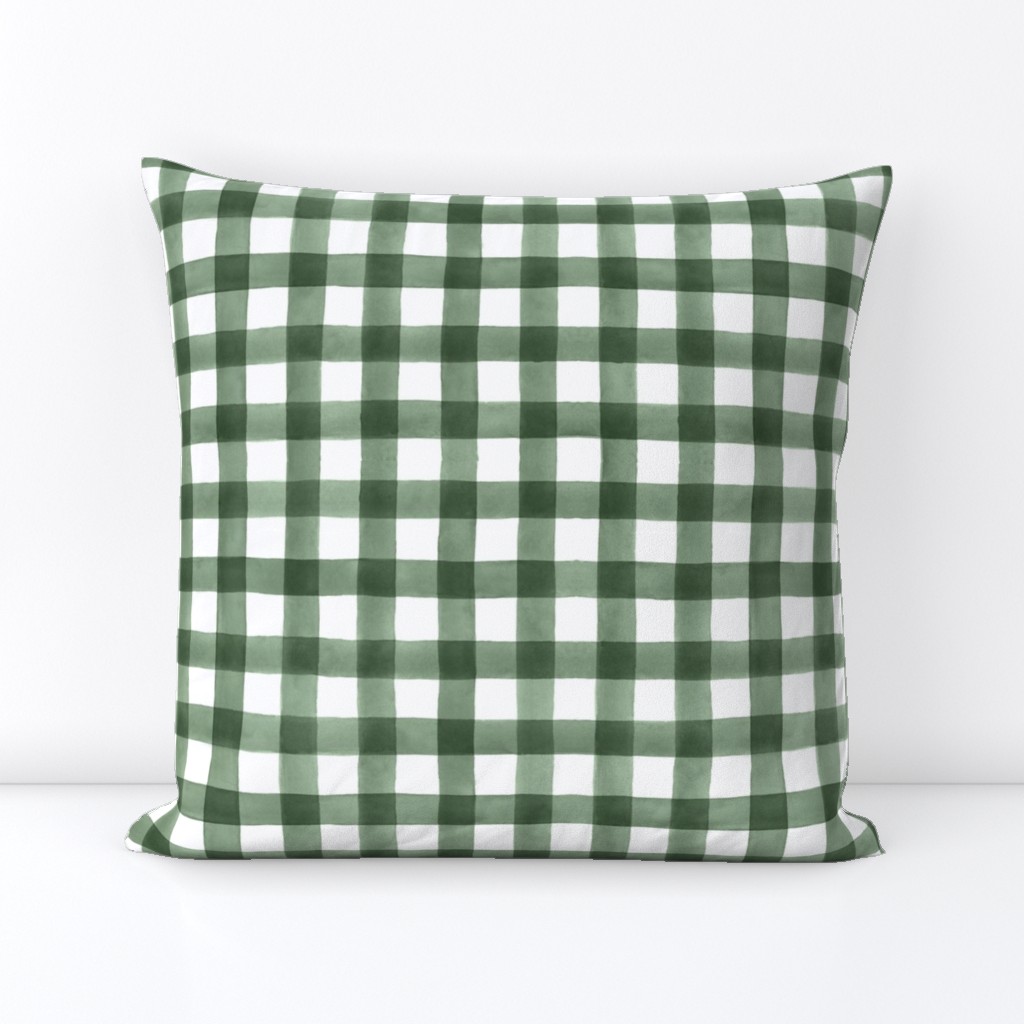 Woodland Dark Green Watercolor Buffalo Check