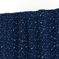 arrows & hearts multi-color navy blue reversed - arrow love