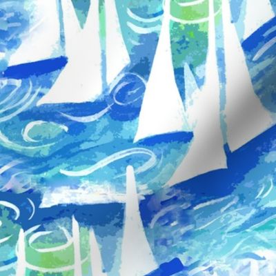 sailboats nautical ocean turquoise blue and white