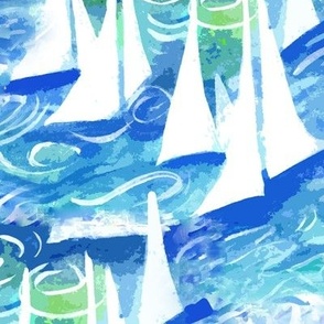 sailboats nautical ocean turquoise blue and white